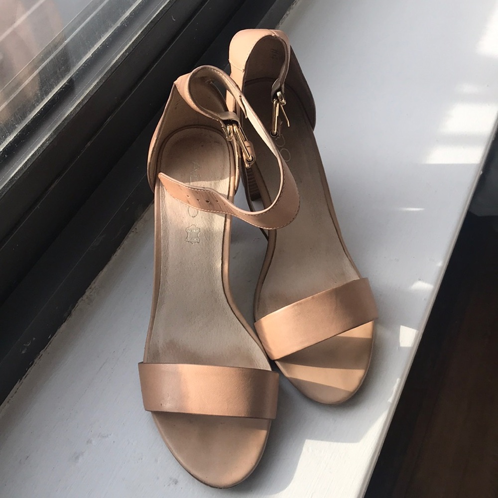 Nude block heels